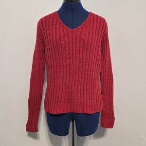 Vintage Heavy Red Ramie Cotton Sweater Size M